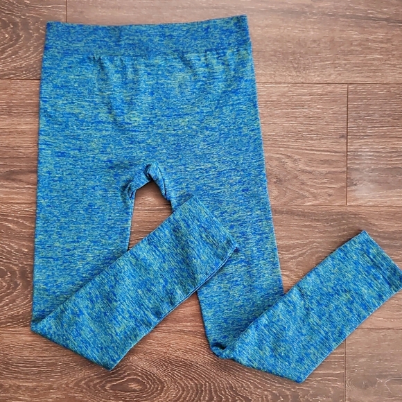 Seven Apparel Intimates Blue/Green Fleece Lined Leggings Medium - Picture 1 of 6